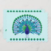 Pfau Kunsteinladung Einladung (Vorne/Hinten)