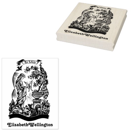 Pfau, Lady, Schmetterling, Kaninchen und Librien B Gummistempel (Stempel)