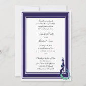 Pfau Lila, Aquamarin, Grüne Hochzeit Einladung (Vorderseite)