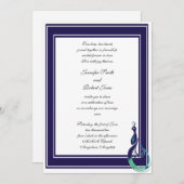 Pfau Lila, Aquamarin, Grüne Hochzeit Einladung (Vorne/Hinten)