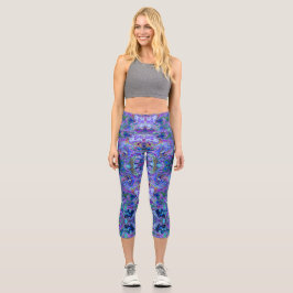 Pfau Lila, blau und grün marmoriert aussehen Leggi Capri Leggings