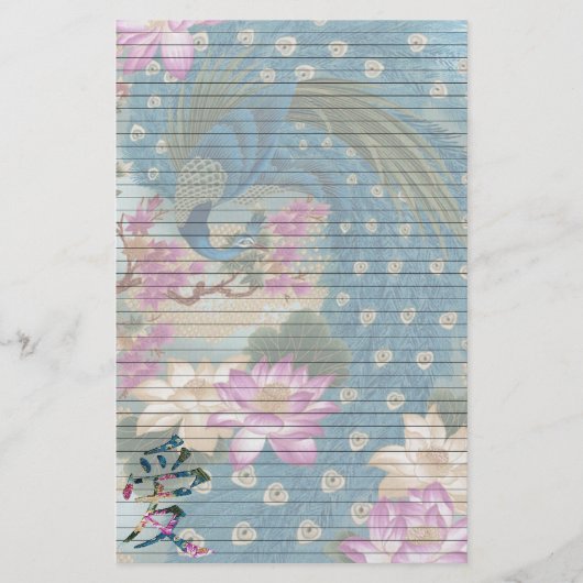 Pfau Lotus Briefpapier (Vorderseite)