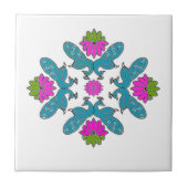 Pfau Lotus Rangoli Fliese (Vorderseite)