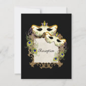 Pfau-Maskerade-Masken-Ball, Empfangs-Einladung Einladung (Rückseite)