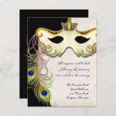 Pfau-Maskerade-Masken-Ball, Empfangs-Einladung Einladung (Vorne/Hinten)