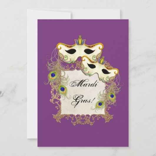 Pfau-Maskerade-Masken-Ball - Karneval-Party Einladung (Rückseite)