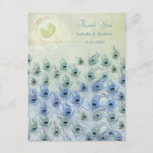 Pfau Meer Fantasy Hochzeit Danksagungskarte Postkarte