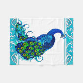 Pfau mit blauem Rand Fleecedecke (Vorderseite (Horizontal))