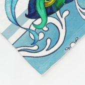 Pfau mit blauem Rand Fleecedecke (Ecke)