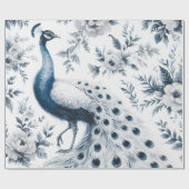 Pfau mit blauen Blume Geschenkpapier (Flach)
