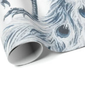 Pfau mit blauen Blume Geschenkpapier (Rolleneckpunkt)