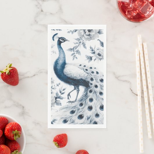 Pfau mit blauen Blume Serviette (Beispiel)