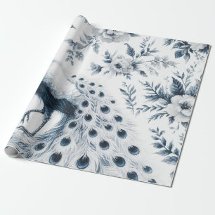 Pfau mit blauen Blumen Geschenkpapier