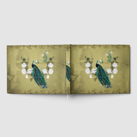 Pfau mit Blume Gästebuch (Voll)