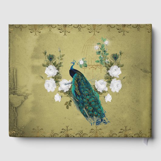 Pfau mit Blume Gästebuch (Rückseite)