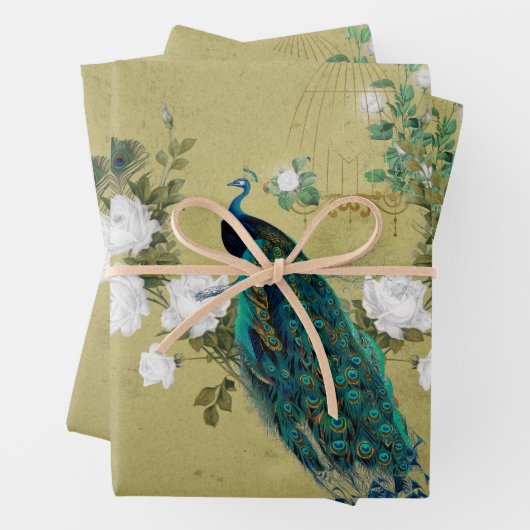 Pfau mit Blume Geschenkpapier Set (Beispiel)