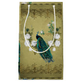 Pfau mit Blume Kleine Geschenktüte (Vorderseite)