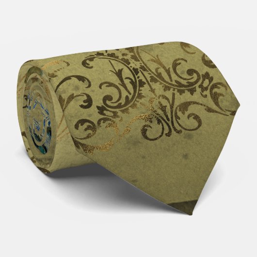 Pfau mit Blume Krawatte (Gerollt)