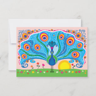 Pfau mit Blumen