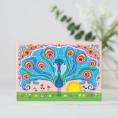 Pfau mit Blumen (Stehend Vorderseite)