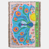 Pfau mit Blumen Decke (Vorderseite Vertikal)