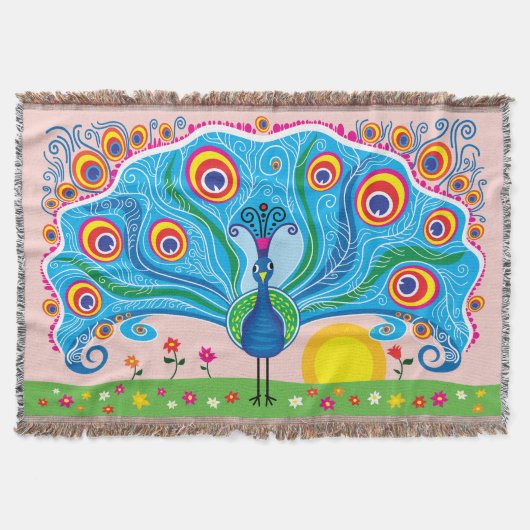 Pfau mit Blumen Decke (Vorderseite)