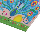 Pfau mit Blumen Schneidebrett (Ecke)