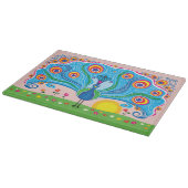 Pfau mit Blumen Schneidebrett (Ecke)