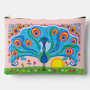 Pfau mit Blumen Zubehörtasche