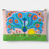 Pfau mit Blumen Zubehörtasche (Rückseite)