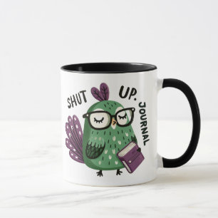 Pfau mit Brille - "Shut Up, Journal" Funny Tasse