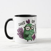 Pfau mit Brille - "Shut Up, Journal" Funny Tasse (Links)