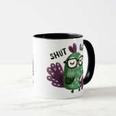 Pfau mit Brille - "Shut Up, Journal" Funny Tasse (VorderseiteRechts)