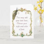 Pfau mit der Verzierten Kunstdruckkarte Goldrahmen Karte (Gelbe Blume)