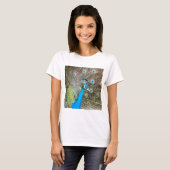 Pfau mit Feathers Out - Männlicher Vogel - Foto T-Shirt (Vorne ganz)