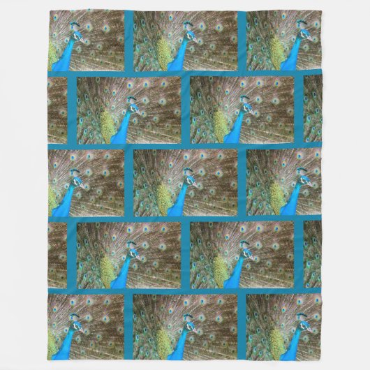 Pfau mit Federn Fanned - Wildlife Bird Foto Fleecedecke (Vorderseite)