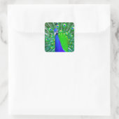 Pfau mit feingefädeltem Schwanz Quadratischer Aufkleber (Tasche)