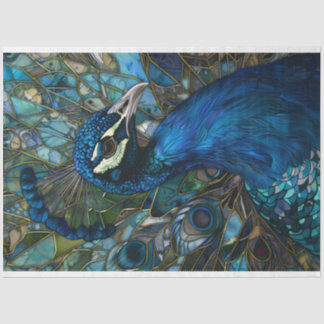 Pfau mit festgehaltener Glasgrunddecke Seidenpapier
