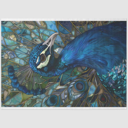 Pfau mit festgehaltener Glasgrunddecke Seidenpapier (Vorderseite)