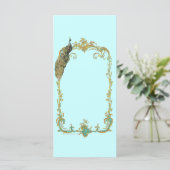 Pfau mit Gold Frame "Save the Date" Karte (Stehend Vorderseite)