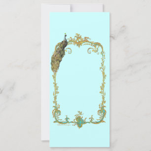 Pfau mit Gold Frame "Save the Date" Karte