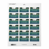 Pfau mit Gold-Silber-Drapery Adressaufkleber (Vorne)