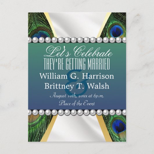 Pfau mit Gold-Silber-Drapery Postkarte (Vorderseite)