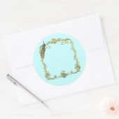 Pfau mit Goldrahmen "Save the Date"-Aufkleber Runder Aufkleber (Umschlag)