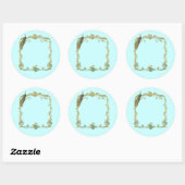 Pfau mit Goldrahmen "Save the Date"-Aufkleber Runder Aufkleber (Blatt)