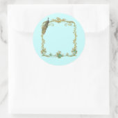 Pfau mit Goldrahmen "Save the Date"-Aufkleber Runder Aufkleber (Tasche)