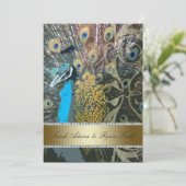 Pfau mit Jewels Probe Abendessen Einladung (Stehend Vorderseite)