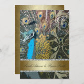 Pfau mit Jewels Probe Abendessen Einladung (Vorne/Hinten)