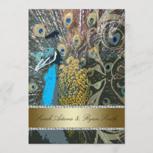 Pfau mit Juwelen Probe-Dinner-Einladung Einladung