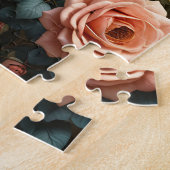 Pfau mit Pfirsich und rosa Rosen Puzzle (Seite)